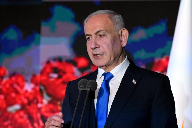 El primer ministro israelí, Benjamin Netanyahu, el pasado 5 de octubre durante un discurso en el Monte Herzl de Jerusalén. EFE/EPA/DEBBIE HILL / POOL