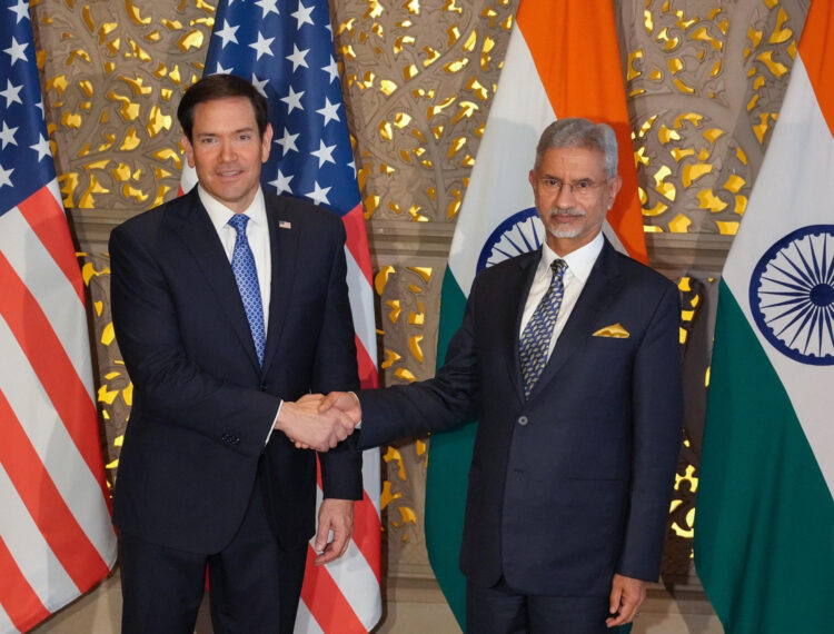 Imagen de archivo del secretario de Estado de Estados Unidos, Marco Rubio (2i), durante una reunión con el ministro de Exteriores indio, Subrahmanyam Jaishankar (2d), en Bombay. 
EFE/ Cuenta del Secretario de Estado estadounidense, Marco Rubio, en red social X